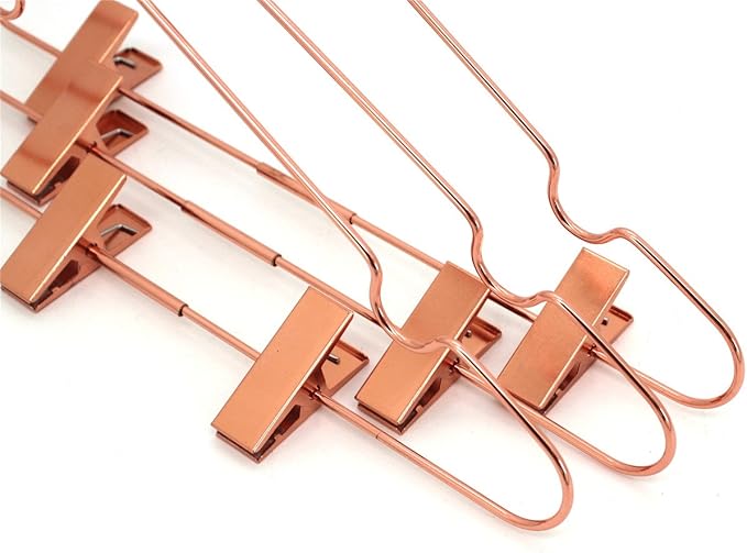 50Pack Koobay 13" Rose Copper Gold Shiny Metal Wire Top Clothes Hangers with Clips for Shirts Coat Storage & Display