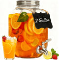 2 Gallon Christmas Drink Dispenser with 18/8 Stainless Steel Spigot – Glass Mason Jar for Sun Tea, Iced Lemonade, Holiday Parties, Outdoor Use & Laundry Detergent Holder