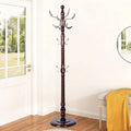 Freestanding Coat Rack with 14 Hooks, Sturdy Wooden Hall Tree for Entryway, Heavy-Duty Disc Base,for Hanging Hats, Jackets, Bags, Easy Assembly for Bedroom, Hallway, Office
