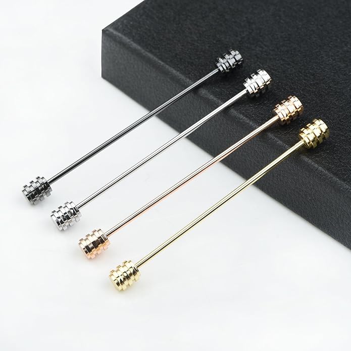 Classic 4-Piece Set Solid Brass Collar Bar for Men Multi-Style Metal Anti-Curl Shirt Collar Stays Tie Pins