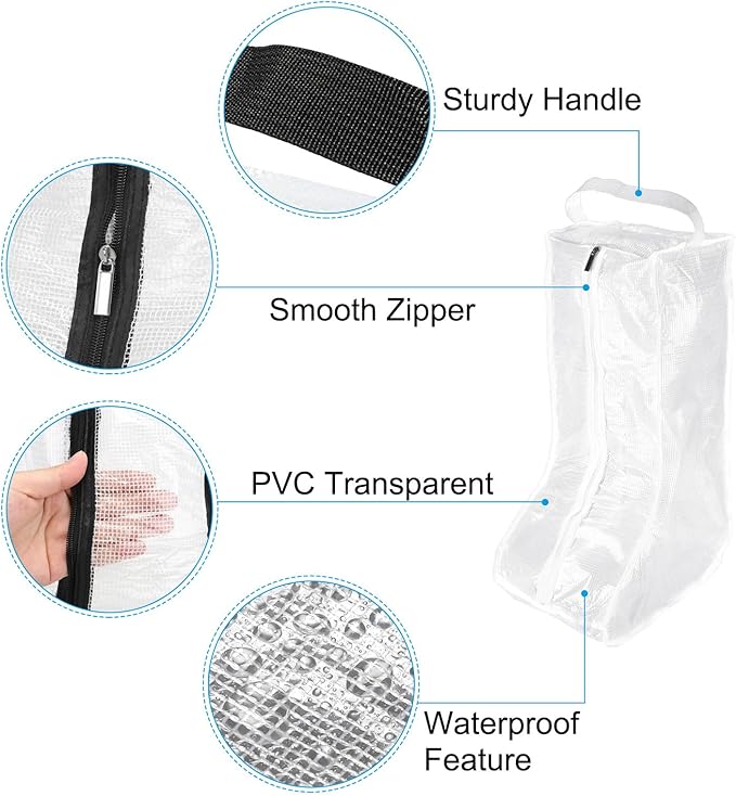PATIKIL Boots Storage Bags, 4 Pack Waterproof Tall/Short Boot Carry Organizer Protector for Travel Daily Use, White