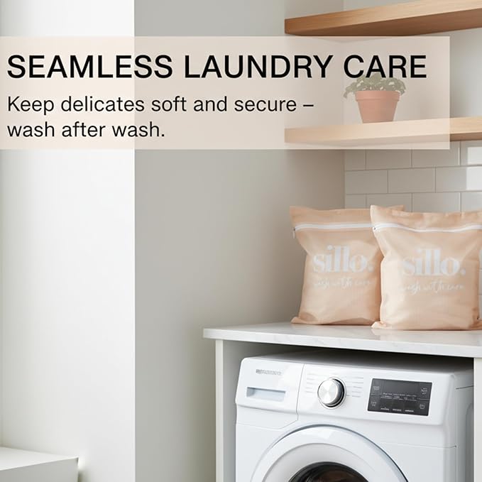Sillo Care Mesh Laundry Bags 2 Pack 16x20" - Lingerie Bags for Washing Delicates, Laundry Bag for Delicates, Bras, Delicate Wash Bags, Washing Machine Safe, Durable Zipper