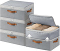Homosorout Large Closet Storage Bins - Compression Organizer Bins, Stackable Closet Organizer, Expandable Under Bed Storage Containers for Clothes, Towels, Sheet, 4 Pack, Grey