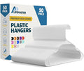 LifeMaster 50 Pcs. Lightweight White Plastic Clothes Hangers Set with Smart Shoulder Grooves - Space-Saving, Non-Slip, Durable Coat Hangers for Organized Closets