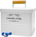 ELITAPRO Laundry Pods Container, Modern Farmhouse Laundry Pods Holder, Metal Box Dispenser with Lid, Laundry Room Decor and Accessories