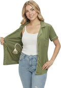 USBD Post Mastectomy Shirt with Drain Pockets Lapel Collar Post Op Button Down Recovery Tops