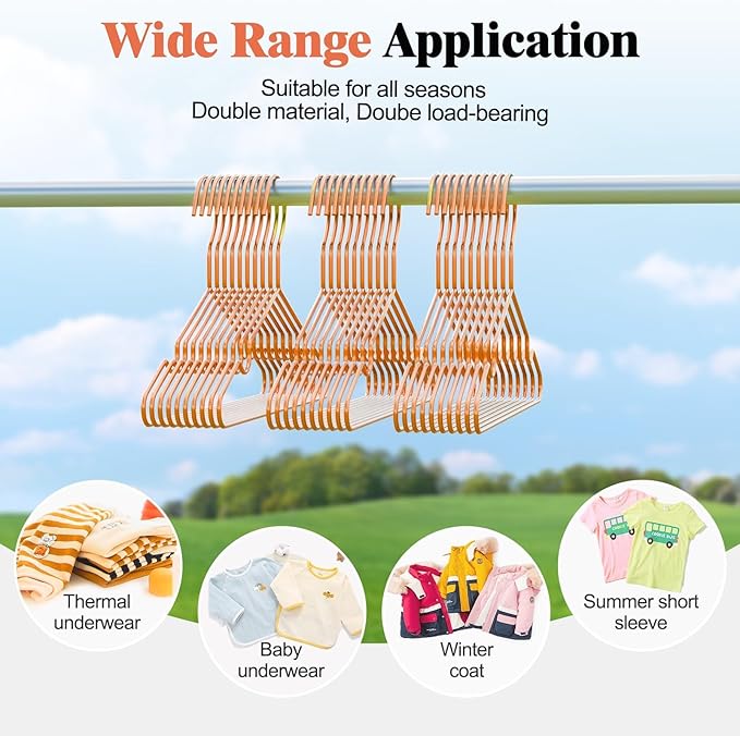 12 Inch Rose Gold Kids Baby Hangers 30 Pack, Strong Metal Toddler Hangers for Closet, Space Saving Children Hanger for Clothes Coats Pants (Rose Gold, 30)