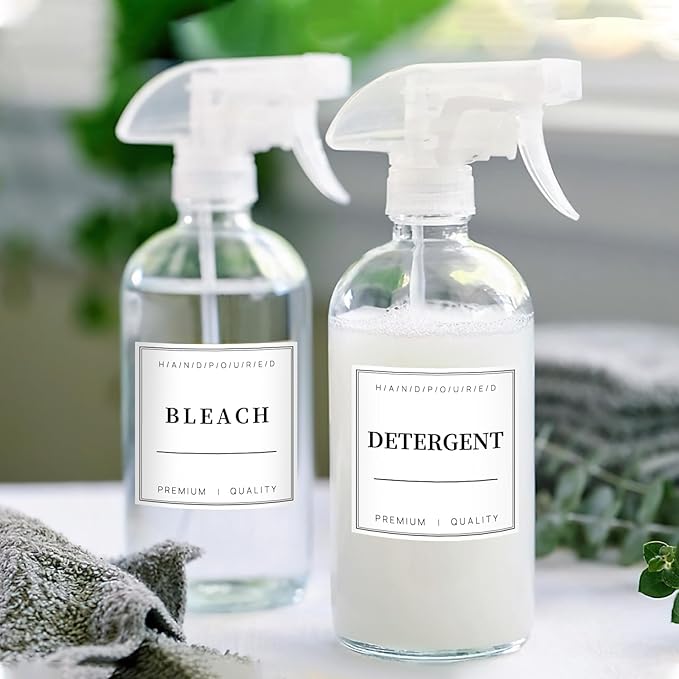 TESWEY 30PCS Waterproof Labels for Bottles, Minimalist Bathroom and Laundry Room Labels Set, Self-Adhesive Labels Stickers for Soap Dispenser and Laundry Jars, Hand Soap Shampoo Conditioner Label