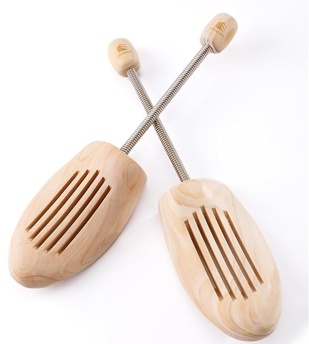 Adjustable Wood Shoe Trees With Spring,Wooden Shoes Tree For Men &Women,Shoe Shaped Shoe Lasts Wooden Shoe Stretcher