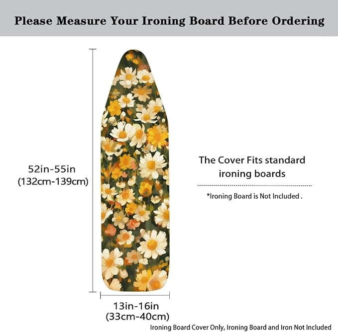 Painting Flower Ironing Board Pad and Cover Durable Thick Daisy Ironing Board Cover Standard Size Iron Pad Durable Ironing Board Protector