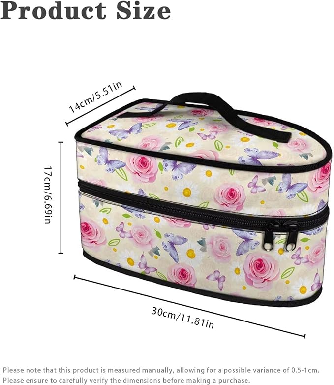 Watercolor Rose Iron Tote Bag Stain Resistant Travel Iron Storage Box Washable Protective Carrying Bag with Handle Compatible with Most Irons
