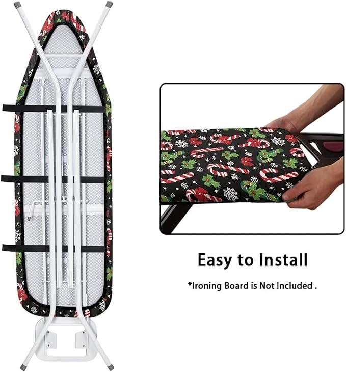 Ironing Board Cover and Pad Christmas Candy Print Extra Wide Table Top Ironing Board Cover Standard Size 54x15 inches