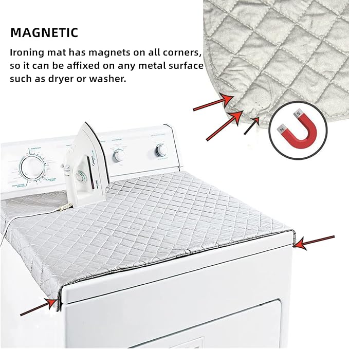 Ironing Mat for Table Top, Magnetic Ironing Mat Blanket Laundry Pad, Portable Ironing Board Cover, Foldable Heat Resistant Ironing Pad Cover for Washer Dryer 33X19 Inch