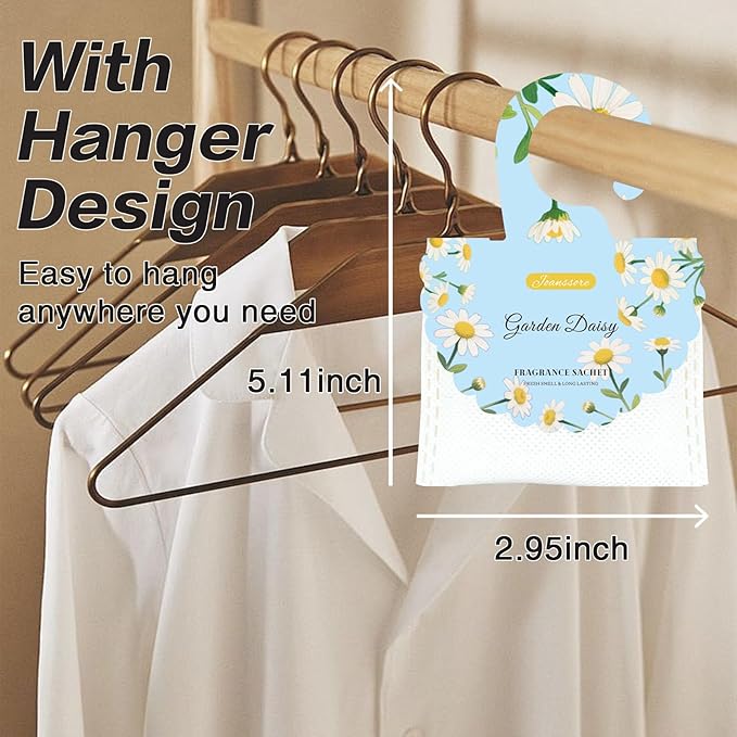 15 Packs Scented Sachets Bag for Drawers and Closets, Air Freshener for Home Fragrance Sachet, Long-Lasting Hanging Closet Deodorizer Smell Goods for House (Garden Daisy)