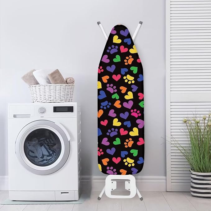 SEANATIVE Cute Dog Paw Heart Print Ironing Board Cover and Pad Stylish Ironing Board Protector Resist Scorching Cover for Standard Iron Board