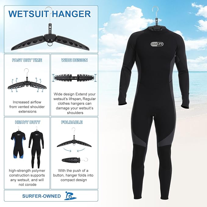 Wetsuit Hanger, Gimilife Surfing & Scuba Diving Accessory, Perfect to Dry Wetsuit Drysuit Life Jacket or BCD, Quick Dry Foldable & Vented Dryer for Wetsuite Dry Suit（1 PCS ）