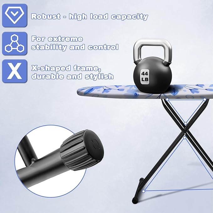 Ironing Board, Compact Ironing Board 13x43 Ironing Area with Extra Thick Heavy Duty Padded Cover, Stable Structure, Easy to Fold,Iron Mat