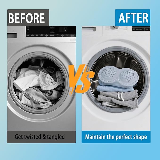 Silicone Bra Washing Bags for Laundry,Delicates Mesh Laundry Bags, Suitable for all Cup Sizes bra,Sports Bras, Swimsuits, Socks & Silk protector,Anti Deformation Lingerie Bag for Machine (gray)