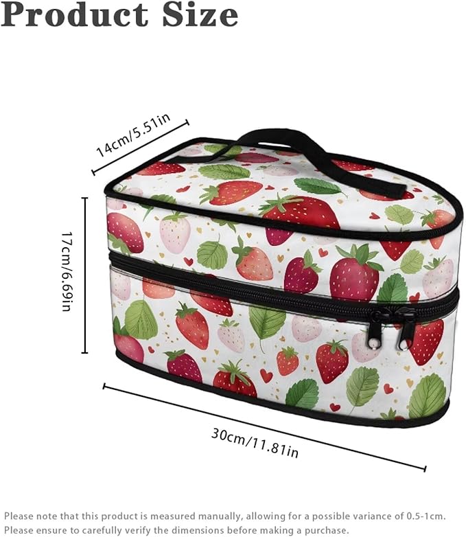Strawberry Heart Print Steam Iron Case Travel Iron Organizer Handheld Steamer Holder with Handle Waterproof Travel Accessories, Case Only