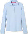 French Toast Girls' Picot Collar Polo Shirt with Long Sleeves (Kids Standard & Plus Size)