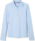 French Toast Girls' Picot Collar Polo Shirt with Long Sleeves (Kids Standard & Plus Size)