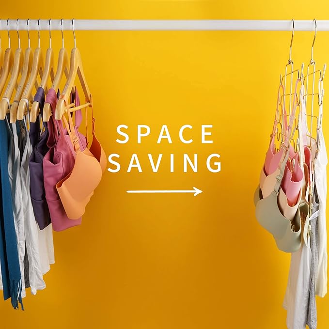 2 Pack Tank Top Hanger, Bra Organizer for Closet, Hanging Space Saving Sport Bra Lingerie Holder Closet Organizers and Storage, College Apartment Essentials, Gold