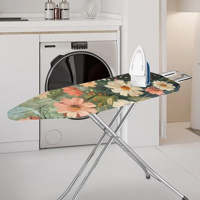 Flashideas Floral Print Ironing Board Cover and Pad- 52" x 13" Iron Board Cover Fits Standard Size, Iron Board Cover Accessories