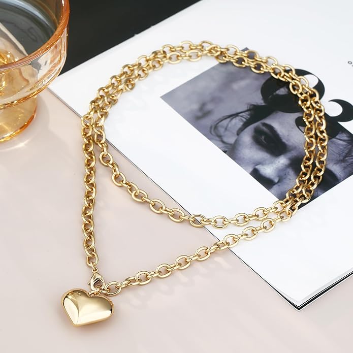 Chunky Gold Necklace for Women Gold Evil Eye Cowboy Pendant Necklace Dainty Paperclip Chain Vintage Luck Amulet Choker Necklaces Celestial Jewelry Gift