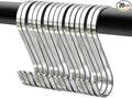 YourGift 20 Pack Flat S Hooks Stainless Steel 3 inches S Shaped Hanging Hooks for Kitchen, Bathroom, Bedroom and Office (Medium)