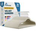 Lifemaster Velvet Clothes Hangers – With 360 Degree Swivel Hook and Non-Slip Shoulder Notch, Holds Up To 10 lbs, Heavy Duty Hanger Set, For Organizing Suit, Dress, Coat, and Clothes, Pack of 10, Ivory