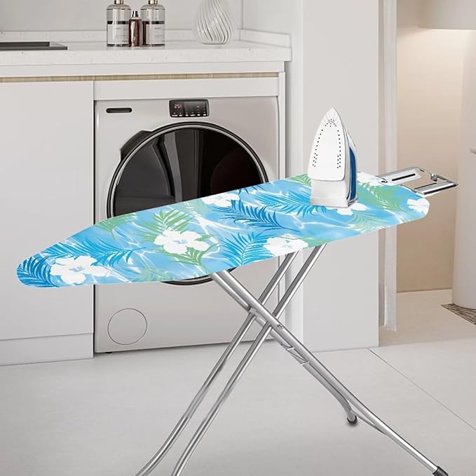 Flashideas Floral Print Ironing Board Cover and Pad 15x54 Inch Standard Ironing Board Cover with Elastic Edge and Hook and Loop Fasteners Scorch and Stain Resistant Cotton