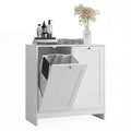 Tilt-Out Double Laundry Hamper Cabinet, White, 26.8" H x 26" W x 12" D, 5.9 Gal Capacity, MDF Construction.