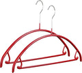 Mawa Non Slip Metal Clothing Hanger, Smooth Shoulder Support with Skirt Hooks, Model 42-U, Set of 2, Red