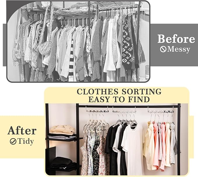 Space Saving Hangers - 20 Pack Metal Magic Closet Organizer, Stainless Steel Hanging System for College Dorm Room Essentials