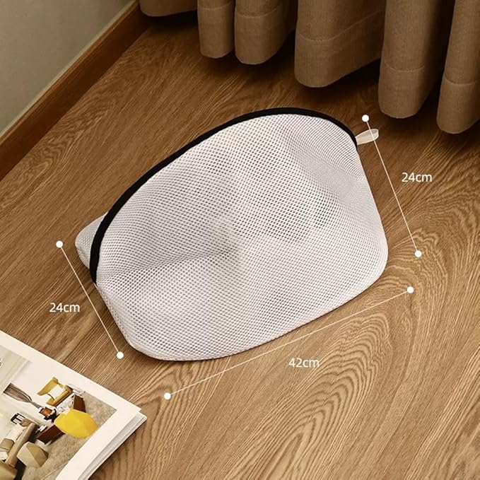 2Pcs Mesh Laundry Shoe Bag for Washing Machine, White with Black Trim, Protective Wash Bag (2, Large)