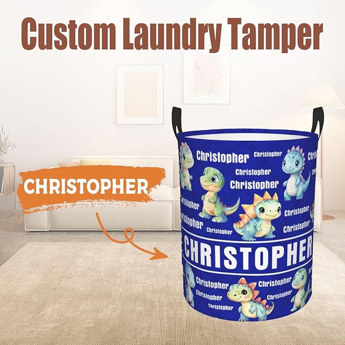 Custom Name Laundry Hamper, Personalized Laundry Basket with Name for Baby Boys Girls, Customized Collapsible Dirty Clothes Hamper Storage with Handles for Bedroom Bathroom Dorm Room Decor