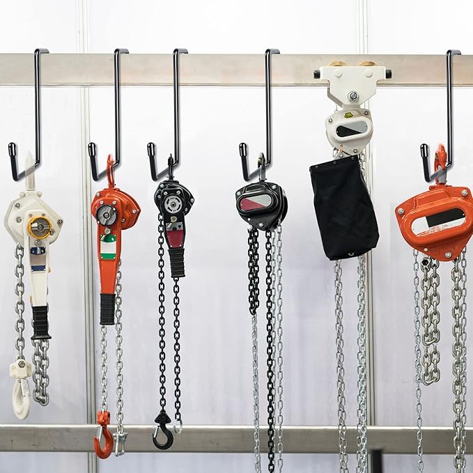 Vinyl Coated Heavy Duty Large Hooks for Hanging,Rafter Hanger Hook,Garage Bike Hooks,Ladder Hooks Storage Organizer,Large Object,Tools,Hose,Ropes and Pool Equipment Hooks Black 4 Pack