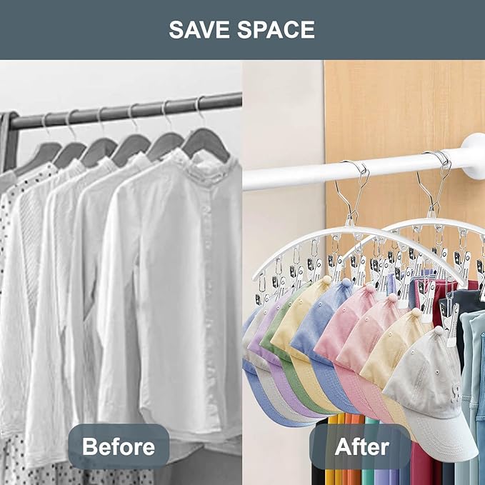 3Pack Legging Organizer for Closet,Upgrade Skirt Pants Hangers with Clips, Metal Yoga Pants Hangers 10 Clips,Hangers Space Saving Closet Organizers Rubber Coated Organizers Leggings Hanger(White)