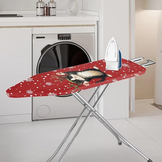 GLENLCWE Christmas Themed Ironing Board Cover with Hook and Loop Stay in Place Iron Board Cover Replacement Protector with Elastic Edge Christmas Decorations