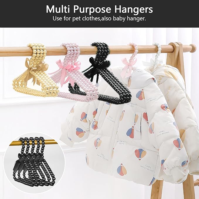NACOCO 5pcs Hanger Dog Clothes Outfis Rack Hanger Fake Pearl Pet Costume(Black)