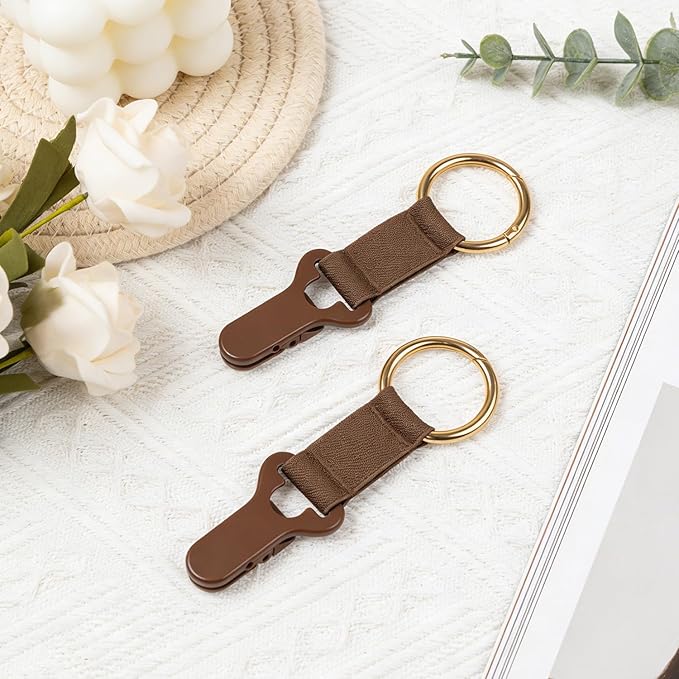 Niveaya Hat Clip for Travel on Bag - 2 Pack, Vacation Beach Cruise Essentials Accessory for Travel Handbag Backpack Luggage, Securely Hold to Keep Hat Shaped, Brown+Brown