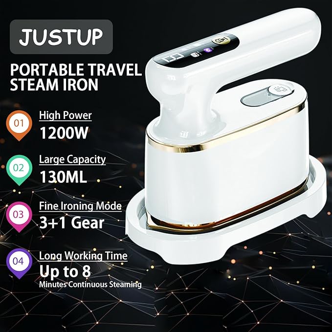 Steamer for Clothes,1200W Wet Dry Dual Ironing Handheld Hanging Iron Machine, 130ml Large Water Tank, 10S Fast Heating Clothes Wrinkle Remover, Suitable for Home, Travel & Dormitory (White)