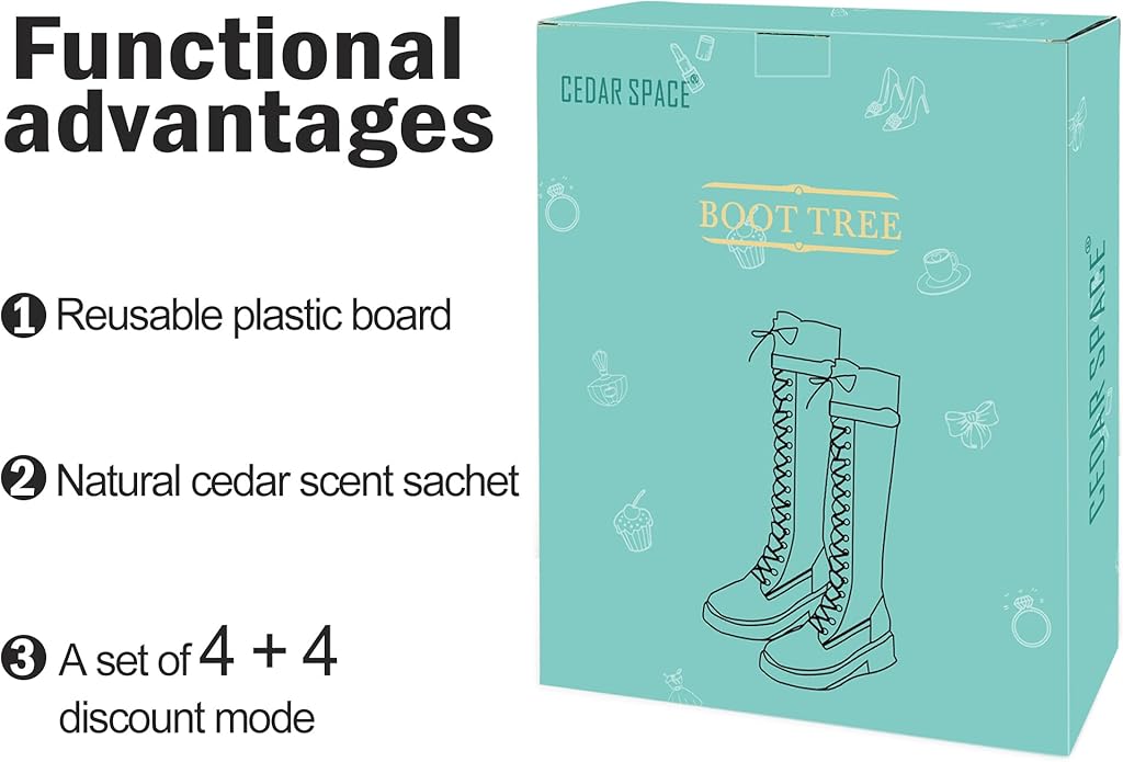 Boot Shapers for Tall Boots Women,Boot Trees Cedar Freshner,Inserts Boots Support for Women 100% Cedar Wooden Sachets Bags