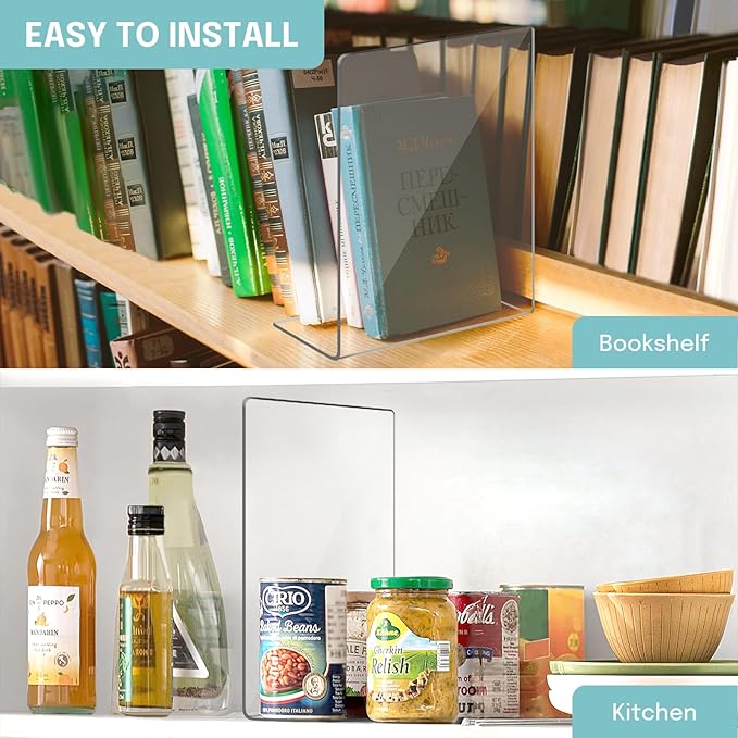 OKPOW Acrylic Shelf Dividers for Closet Organization: 12" Tall x 10" Deep Durable Clear Shelves Separators for Clothing Adjustable 12 Pack