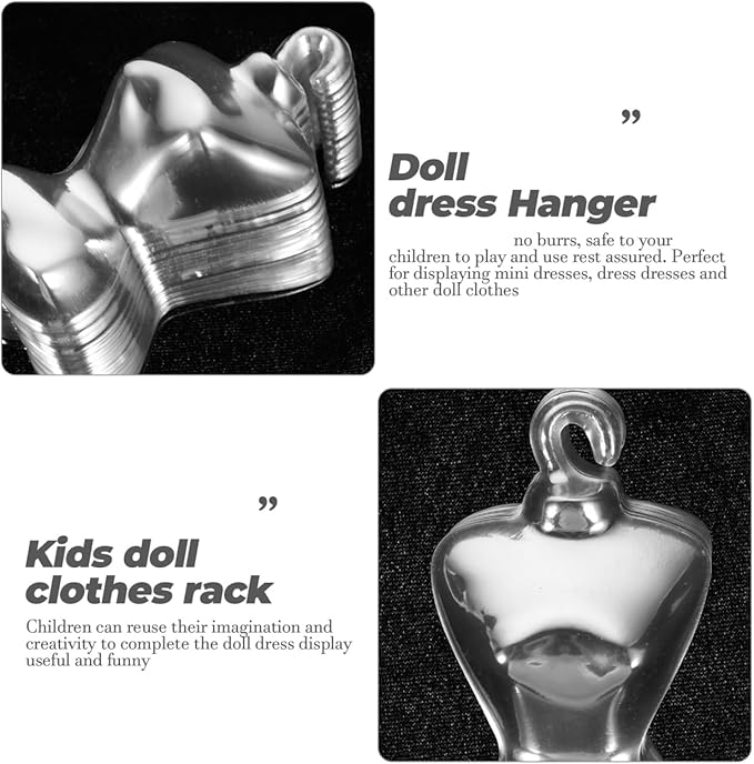 500 Pcs Transparent Coat Hanger Doll Clothes Rack Doll Skirt Mannequin Hanger Doll Garment Mannequin Hanger Mini Accessories Doll Dress Stands Form Doll Hanger Pet Clothing Plastic