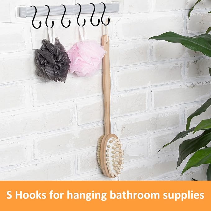 12 Pack 5 Inch S Hooks for Hanging, Large Vinyl Coated Closet Hooks Non Slip Heavy Duty, Rust Proof Steel Black Metal S Hooks for Hanging Jeans Plants Clothes Bag Purse Bird Feeder Pot Pan Cups Towel