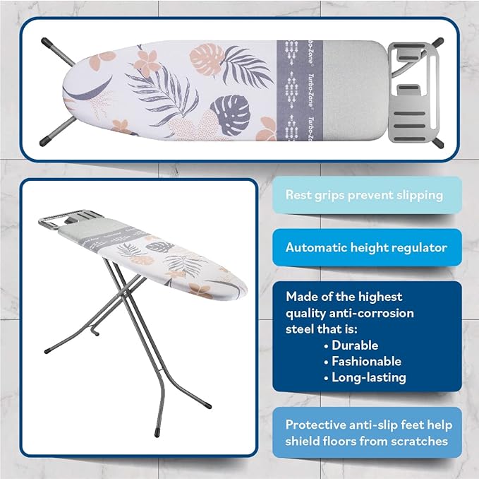 Bartnelli Heavy Duty Ironing Board 48x15 | Designed & Made in Europe with Patent Technology, Turbo & Park Zone