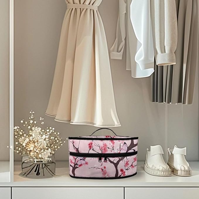 Pink Butterfly Travel Hard Storage Carrying Case Flower Mini Iron Organizer Holder for Iron and Other Accessories Travel Iron Storage Box with Smooth Zipper