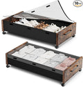 KITHELP Wooden Under Bed Storage with Wheels, Rolling Under the Bed Storage Bins with Removable Lid, Metal Under Bed Drawers for Clothes and Shoes in Bedroom or Living Room(Vintage Brown-2pack)
