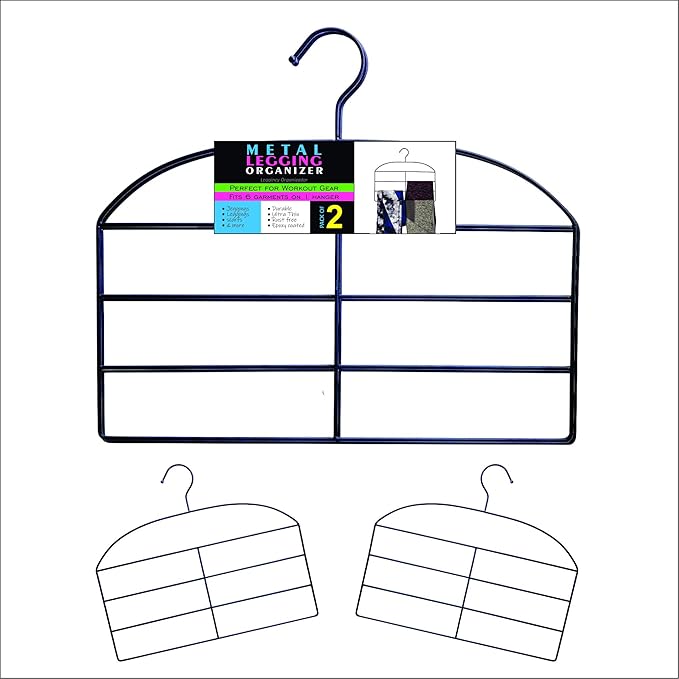 Dr. Organizer Pants and Leggings Organizer Hangers, Multifunctional Space-Saving Metal Closet Hanger, 2 Pack, USA Patented